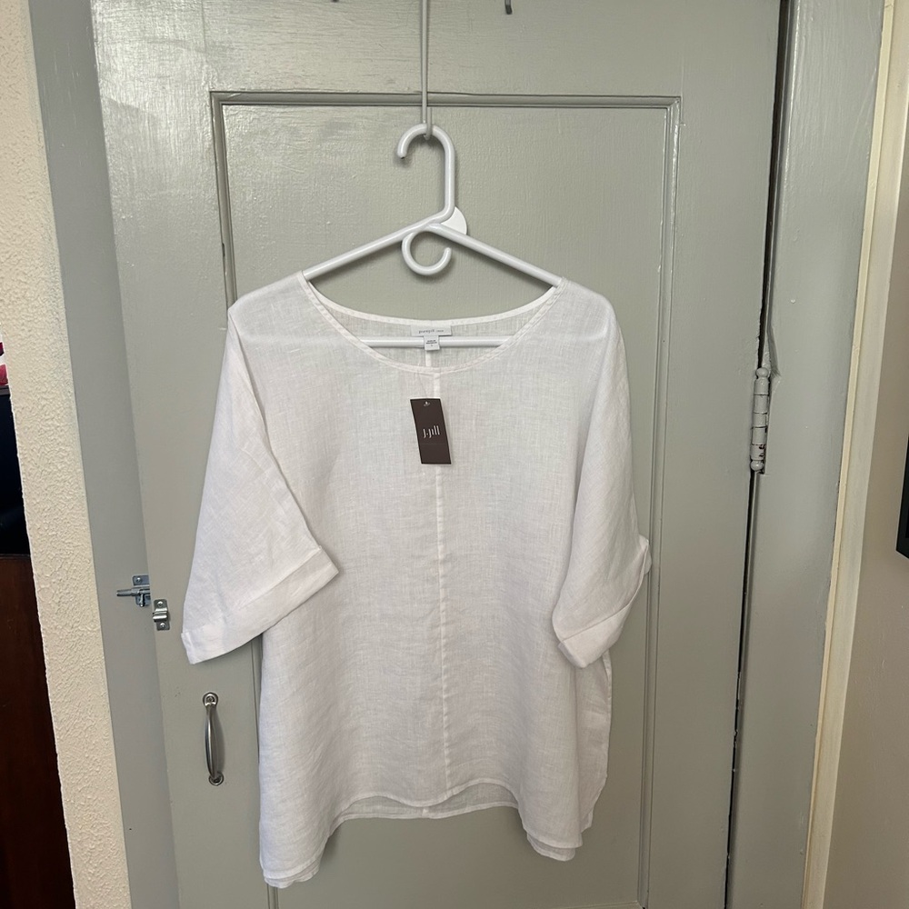 J. Jill Women's White Linen Blouse